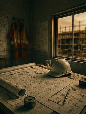 Site trailer with drawings