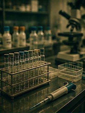 Laboratory bench with sample racks